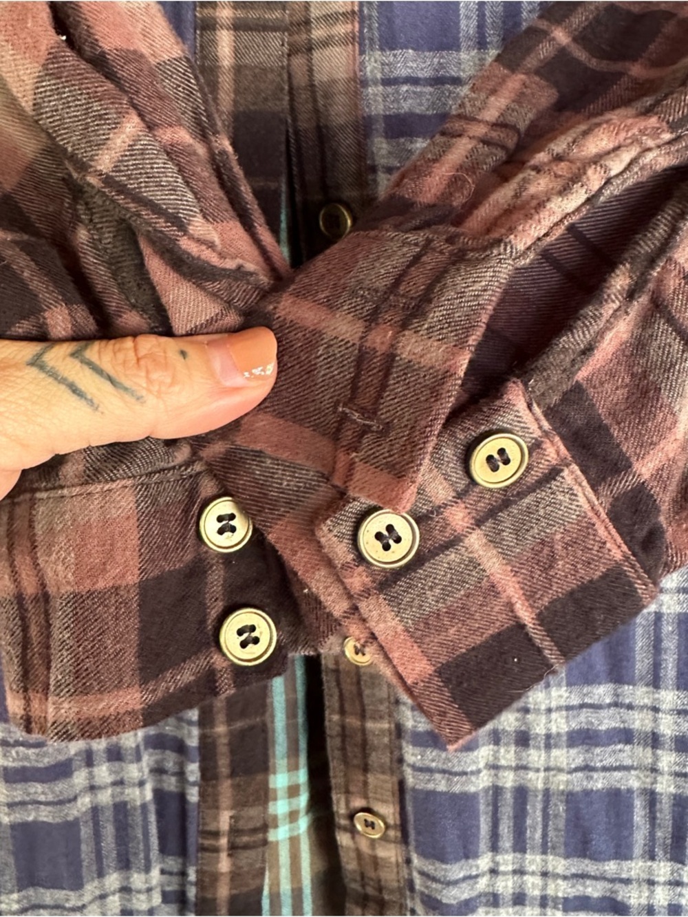 NATURAL LIFE Patchwork Plaid maxi Shirt Dress Boho - Picture 4 of 7